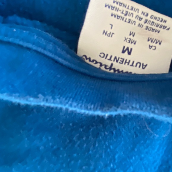 Vintage Authentic Champion Hoodie Sweatshirt Crewneck Sweater Blue Men's size M - Picture 3 of 3